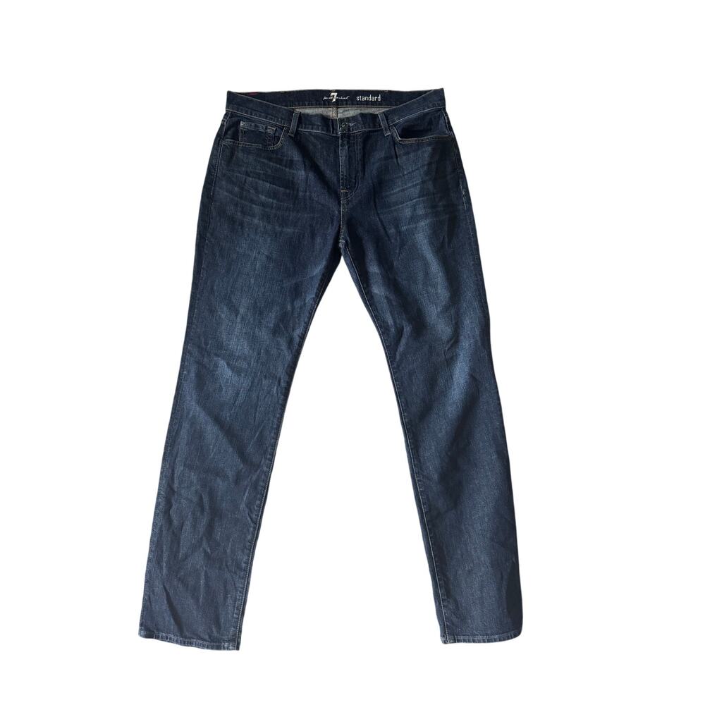 Men's 7 For All Mankind Standard Straight Leg Dark Blue Denim Jeans 38